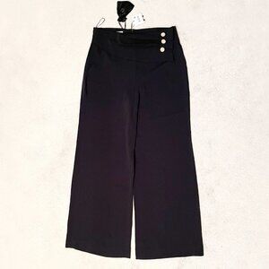 EDWARD ACHOUR PARIS High Waisted Wide Leg Pants - Marine - Size XL - NEW